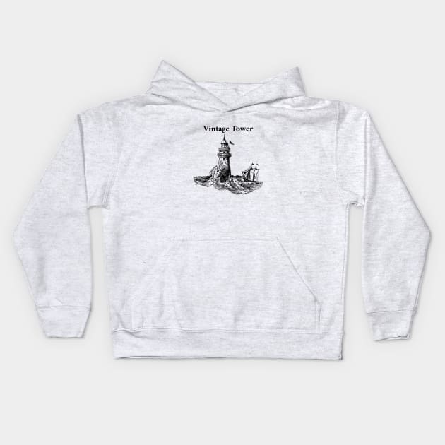 Vintage Motor Ship Antique Fisherman Classic Retro Kids Hoodie by Flowering Away